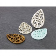 Intercalaire goutte 3 trous pour boucles d'oreilles 40 mm Gris x1