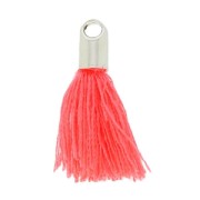 Pompon imitation coton 15-20 mm Coral Fluo/rhodié
