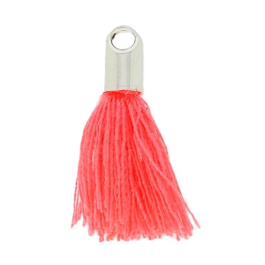 Pompon imitation coton 15-20 mm Coral Fluo/rhodié