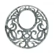 Intercalaire rond 1 trou lézard pour boucles d'oreilles 45 mm Gris clair x1