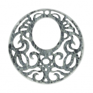 Intercalaire rond 1 trou lézard pour boucles d'oreilles 45 mm Gris clair x1