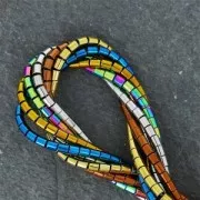 Mini perles tubes imitation hématite 3x1.90 mm Labrador x40 cm