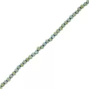 Light Green - Mini perles facettées imitation hématite 2 mm Light Green Metallic x38 cm Mini perles facettées imitation hématite 2 mm Light Green Metallic x38 cm