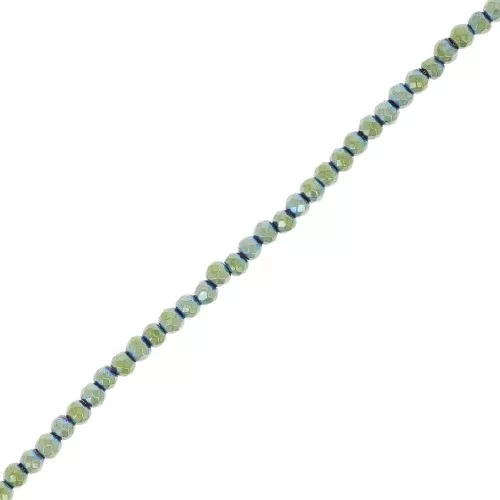 Mini perles facettées imitation hématite 2 mm Light Green Metallic x38 cm