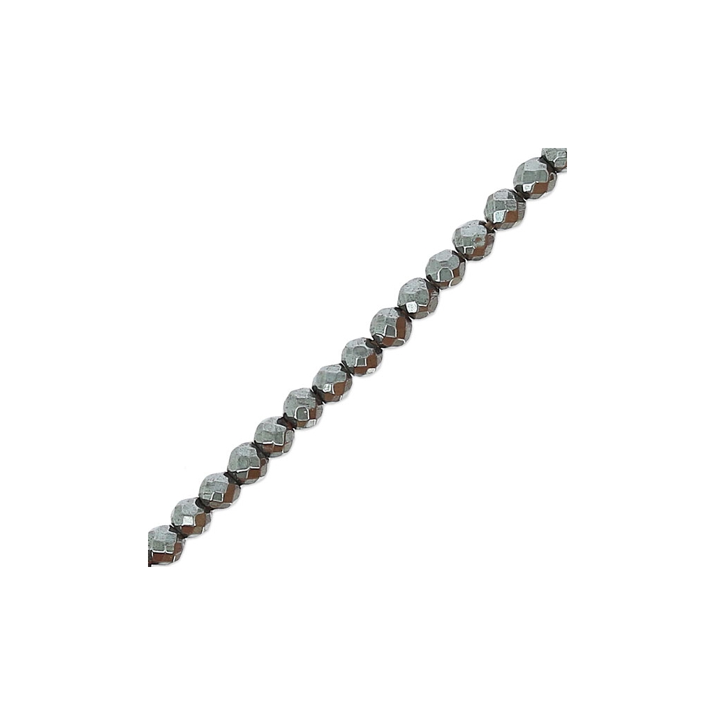 25 Perles Facettées En Hématite Bohème 6 Mm - Preciosa - Fabriqué En France