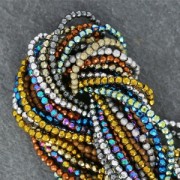 Mini perles facettées imitation hématite 2 mm Jet Hematite x39 cm