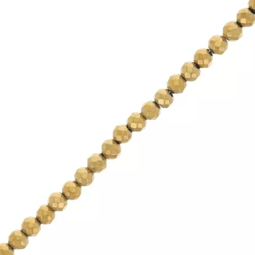 Mini perles facettées imitation hématite 2 mm Golden x39 cm