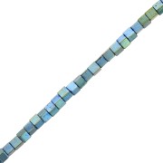 Mini perles cubes imitation hématite 2.2 mm Light Green Metallic x40 cm|raw }}