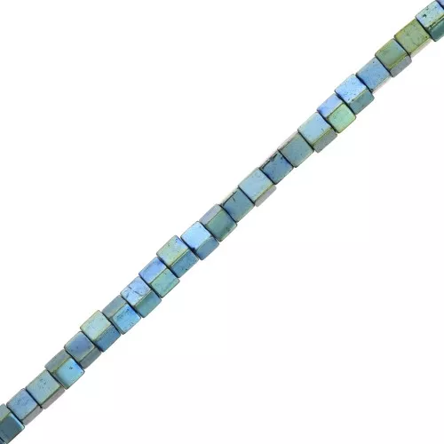 Mini perles cubes imitation hématite 2.2 mm Light Green Metallic x40 cm