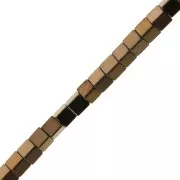 Mini perles cubes imitation hématite 2.2 mm Light Copper x40 cm