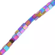 Mini perles cubes imitation hématite 2.2 mm Iris x40 cm