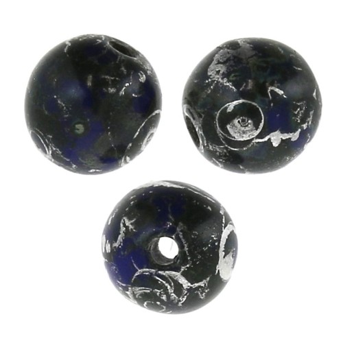 Perles en verre tchèque rondes 4 mm Opaque Sapphire Picasso x50