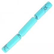 Perles tubes imitation Turquoise 13x4 mm x10