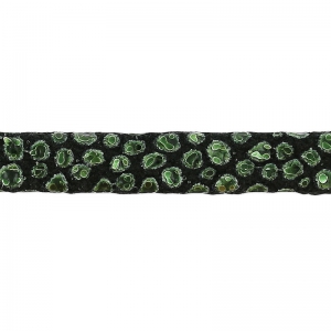 Lacet cuir double façon daim imitation poisson 5 mm Khaki Métallisé x 50cm