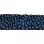 Lacet cuir double façon daim imitation poisson 10 mm Bleu Métallisé x 50cm