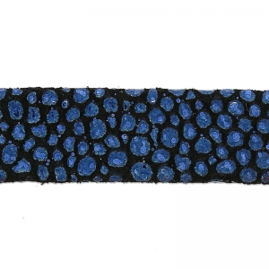 Lacet cuir double façon daim imitation poisson 10 mm Bleu Métallisé x 50cm