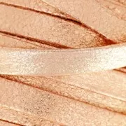 Lacet cuir double façon daim métallisé craquelé 10 mm Pink Gold x 50cm