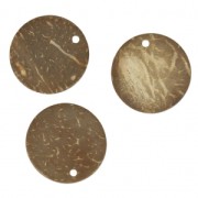 Pendentifs coco disques 23 mm Marron x5