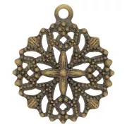 Breloques filigranées 15 mm bronze x5