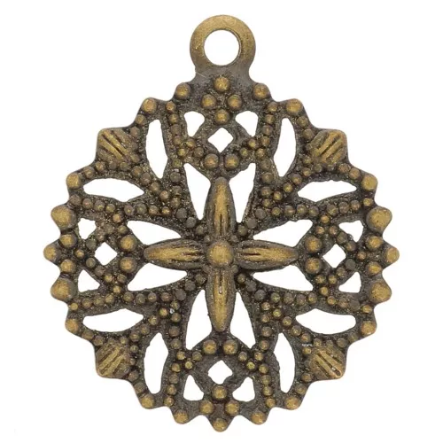 Breloques filigranées 15 mm bronze x5