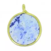 Breloque ronde facettée imitation gemme 15 mm doré/Blue x1