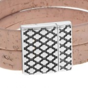 Fermoir aimanté motif rhombus 24 mm pour lacet 20 mm Placage Argent fin vieilli x1