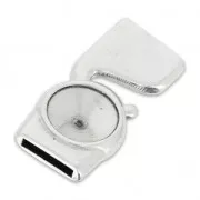 Fermoir crochet pour lacet 10 mm et rivoli 1122 12 mm Placage Argent fin vieilli x1