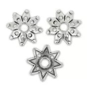 Coupelles fleurs 9 mm Placage Argent fin vieilli x8