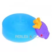 Mini moule silicone pour pâte polymère et pâte de métal 25,9x19,1mm Tête de mort avec couronne