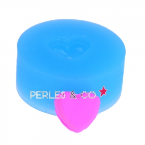 Mini moule silicone pour pâte polymère et pâte de métal 12,5x10,5 mm Coeur