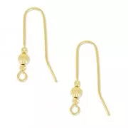 Crochets d'oreilles Hippy 26 mm - Doré à l'or fin x2