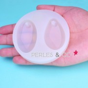 Mini moule silicone pour pâte polymère et pâte de métal pendentifs goutte et ovale 55x32 mm