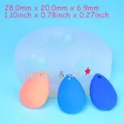 Mini moule silicone pour pâte polymère et pâte de métal 3 pendentifs gouttes 28x20 mm