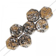 Perles en verre tchèque Honeycomb 6 mm Tweedy Gold x20