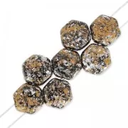 Perles en verre tchèque Honeycomb 6 mm Tweedy Gold x20