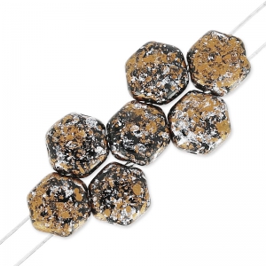 Perles en verre tchèque Honeycomb 6 mm Tweedy Gold x20