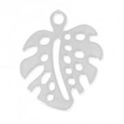 Breloque feuille de philodendron 18 mm Placage argent fin x1