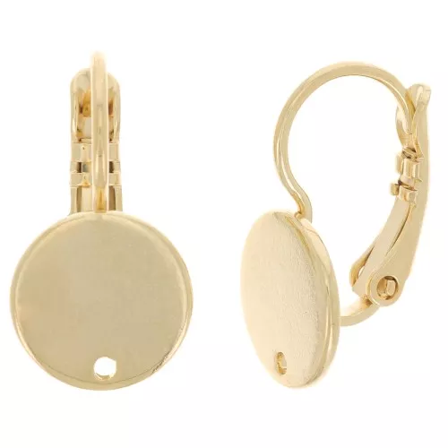 Dormeuses disque avec trou 10 mm doré à l'or fin x2