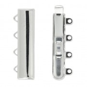 Fermoir 4 rangs  9x25 mm plaqué rhodium