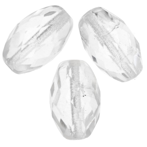 Olives facettées 12x7.5 mm Crystal x20