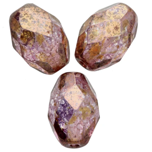 Perles olives facettées 11x8 mm - Crystal Lila Gold Luster x20
