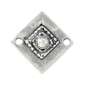 Intercalaire losange 2 trous 21 mm argenté vieilli x1
