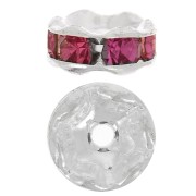 Rondelles Strass 6 mm - Argenté - Fuchsia x4|raw }}