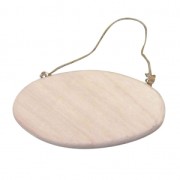 Plaque de porte ovale � d�corer et � suspendre en bois 14x9 cm Naturel x1