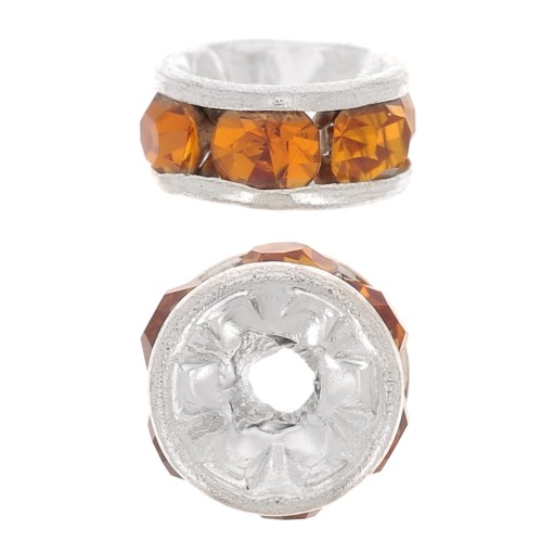 Rondelles Strass 6 mm - Argenté - Topaz x4