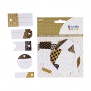 Assortiment d'étiquettes cadeaux fêtes anniversaires 4-8 cm Noir/Doré x21