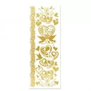 Planche de décors adhésifs 3D effet métallique 11.5x30.5 cm Coeur Doré