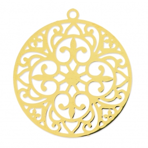 Pendentif laser cut léger rond 30 mm doré x1