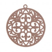 Breloques teintées laser cut rondes 22 mm Taupe x2