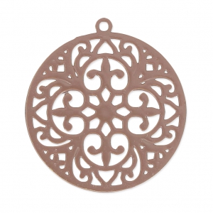 Breloques teintées laser cut rondes 22 mm Taupe x2
